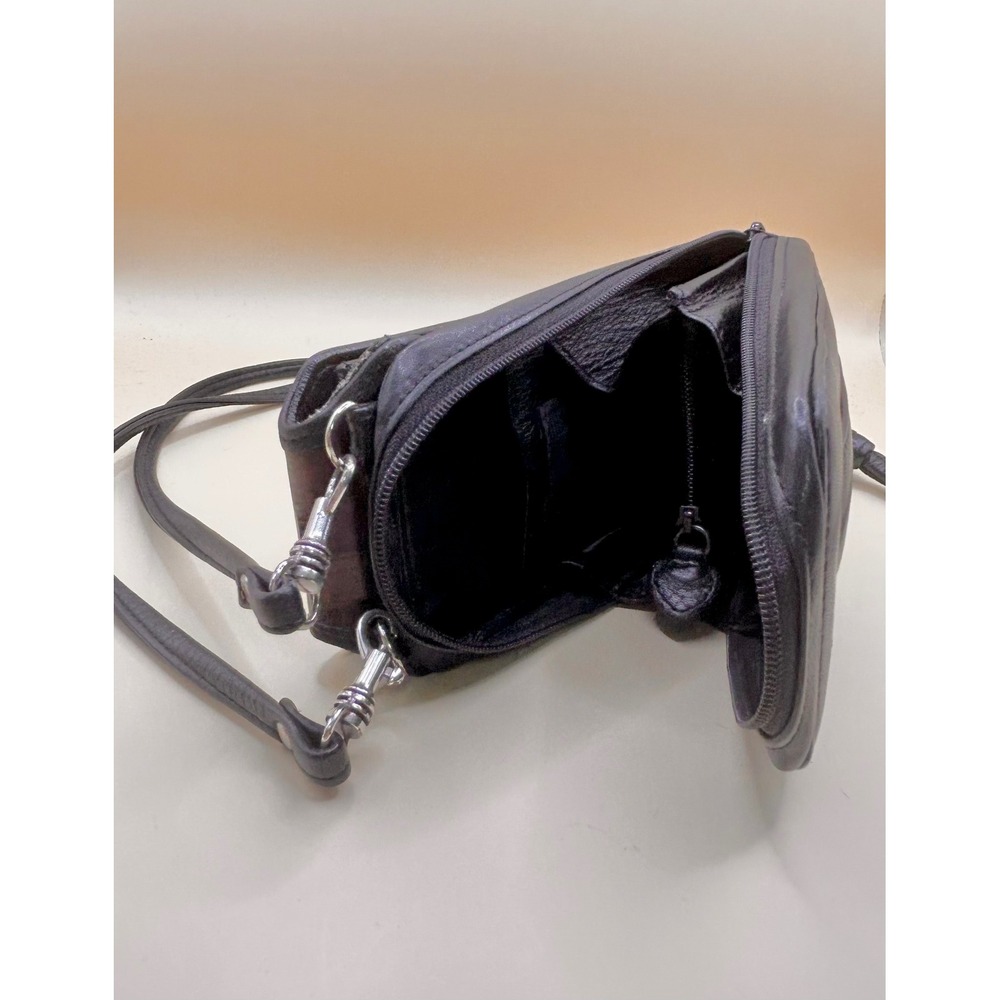Brighton‎ Black Brown Croc Leather Crossbody Phone Bag Silver/Gold Heart - Picture 12 of 12